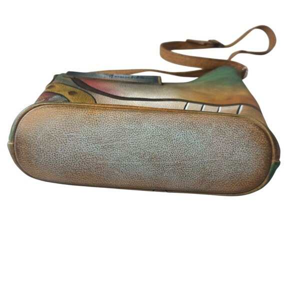 Anuschka Hand Painted Leather abstract Flap Crossbody Bag NWT 257-AT artsy art - Picture 8 of 13